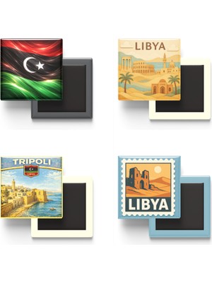İberk Buzdolap Magnetleri - Libya - Trablus - 4'lü Set