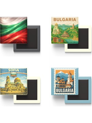 İberk Buzdolap Magnetleri - Bulgaristan - Sofya - 4'lü Set