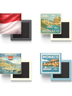 İberk Buzdolap Magnetleri - Monako - Monako - 4'lü Set