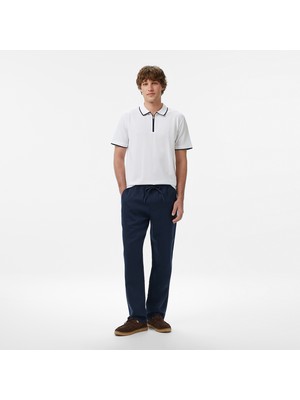 Nautica Erkek Lacivert Regular Fit Keten Pantolon