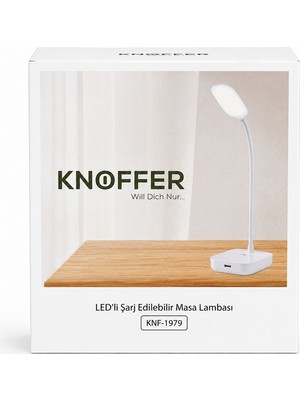 Knoffer Entegre Edilmiş Çıkarılmaz LED Ampullu Şarj Edilebilir Masa Lambası