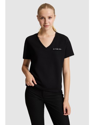U.s. Polo Assn. Kadın Siyah Tişört 50323493-VR046