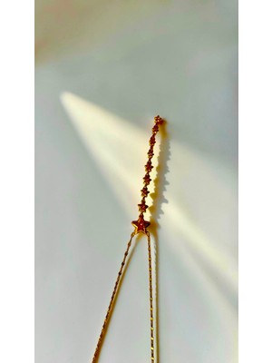 Jade Accessory Luxury 316| Gold Yıldız Y Kolye Pembe