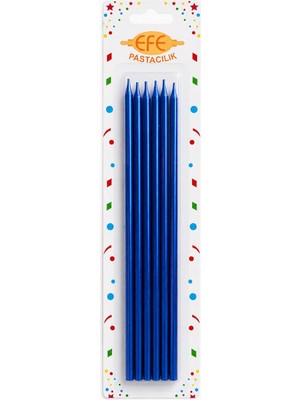 Efe Pastacılık Metalik Lacivert Uzun Pasta Mumu 20 cm