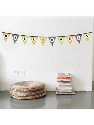 Mayf Cadılar Bayramı Kabak Temalı Halloween Yazılı Banner Süs Flama 3 Metre (5332)