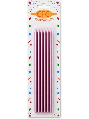 Efe Pastacılık Metalik Rose Gold Pembe Uzun Pasta Mumu 20 cm