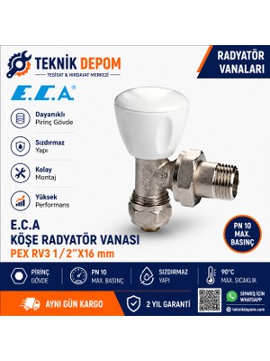 ECA E.c.a. Köşe Radyatör Vanası Pex  1/2" x 16 mm