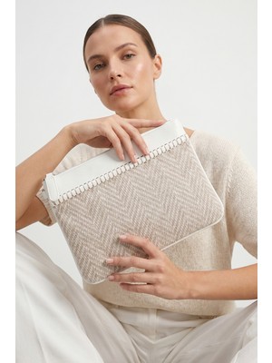 Luvi Zenıx Beyaz Desenli Kadın Clutch Çanta