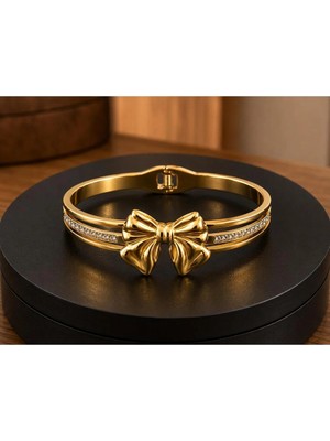 Nisma Accessories Gold Fiyonk Çelik Bileklik-Kararmaz,solmaz