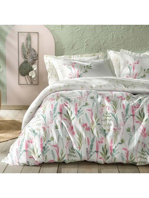 Yataş Hana Pembe Çiçek Desenli Çift Kişilik Ranforce Nevresim Takımı 200 x 220 cm