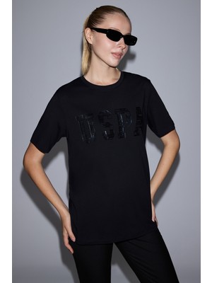 U.s. Polo Assn. Kadın Siyah Tişört Basic 50321690-VR046