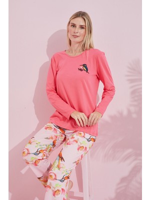Siyah İnci Narçiçeği Çokrenkli Pamuklu Örme Pijama Takım 24240168