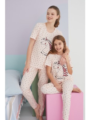 Siyah İnci Çok Renkli Pamuklu Örme Pijama Takım