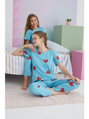 Siyah İnci Çok Renkli Pamuklu Örme Pijama Takım