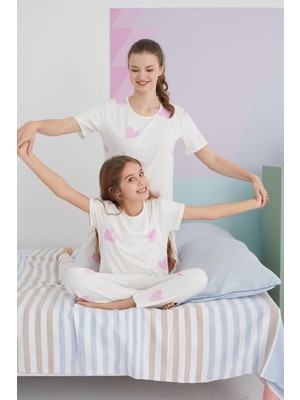 Siyah İnci Çok Renkli Pamuklu Örme Pijama Takım