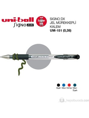 Uni-ball Signo Dx 1'li Kırmızı Jel Mürekkepli Kalem (0,38) Güvenli Kapak Sistemi ile
