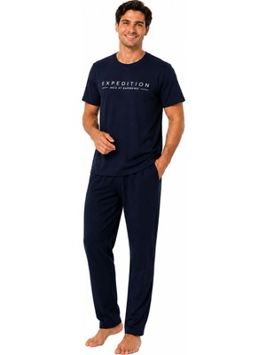 Özkan Underwear Özkan 1000-12-13-14 Erkek %100 Pamuklu Bisiklet Yaka Kısa Kollu Cepli Pijama Takımı