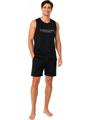 Özkan Underwear Özkan 1000-15-16-17 Erkek %100 Pamuklu Süprem Sıfır Kol Cepli Şortlu Pijama Takımı