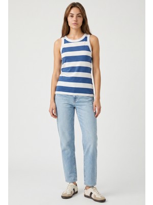 Sementa Çizgili Marine Askılı Atlet - Indigo