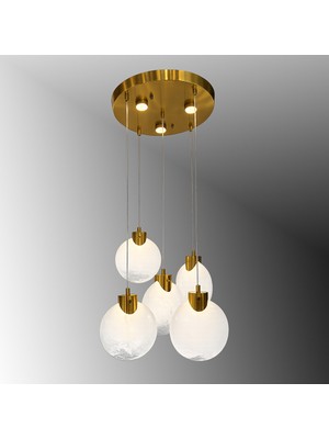 TT618-5-PERLA-FULLESK Tt Aydınlatma Perla Full Eskitme 3 Renk Ledli 5 Li Avize