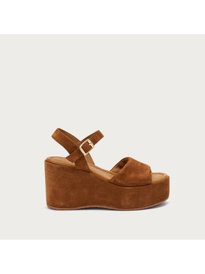   Kadın Sandalet 04B6 Frau Suede Wedge Sandals