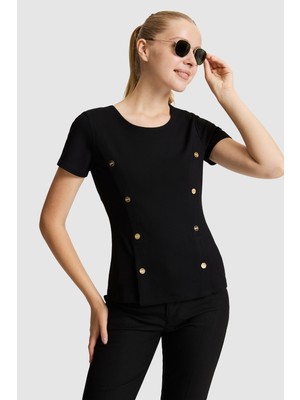 U.s. Polo Assn. Kadın Siyah Tişört 50322046-VR046