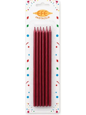 Efe Pastacılık Kırmızı Metalik Uzun Pasta Mumu 20 cm