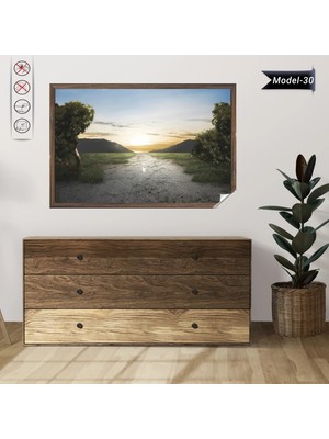 Akıllı Kağıt Statik Tutunma Özellikli Tablo - Poster Manzara (Model-30)