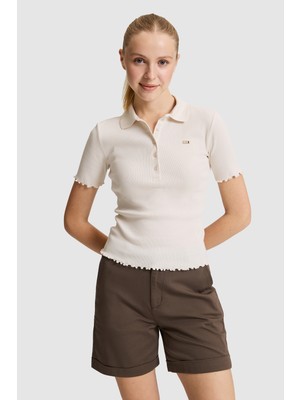 U.s. Polo Assn. Kadın Krem Tişört 50323563-VR071