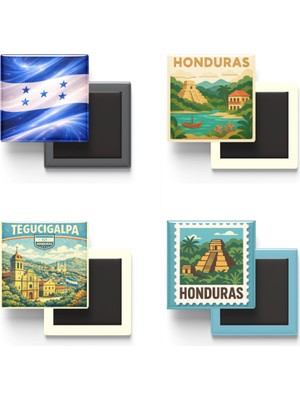 İberk Buzdolap Magnetleri - Honduras - Tegucigalpa - 4'lü Set