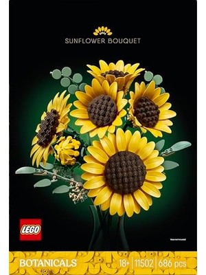 Botanicals Ayçiçeği Buketi 11502 - Günü'ne Özel Yetişkinler Için Çeşitli Gelişim Aşamalarında 6 Ayçiçeği Içeren Dekoratif Çiçek Buketi Model Yapım Seti (686 Parça)