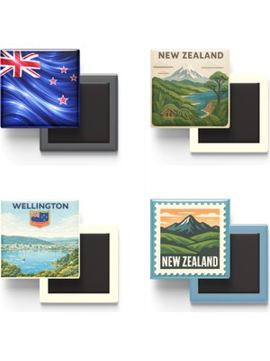 İberk Buzdolap Magnetleri - Yeni Zelanda - Wellington - 4'lü Set