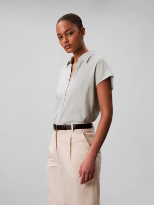 Calvin Klein Kadın / Kız Yeşil Calvin Klein Lınen Cks Ss Classıc, 3q0, Xxs Yeşil Kadın Gömlek
