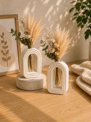 Masalsı Concept Modern Kemerli Dekoratif Mini Vazo Seti | 2’li Çiçeklik & Oda Dekoru Çiçekler Yok Dahil Değildir.