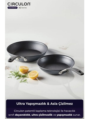 Circulon Kızartma Tava Seti 22 cm + 26 cm Döküm Malzeme ile Siyah Renk 2 Parça