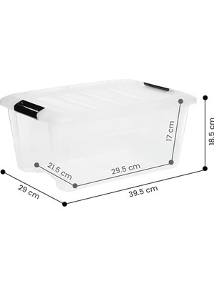 Ohyama Kutu, Plastik Saklama Düzenleyici, 6'lı Paket, 6 x 15 L, Sabit, Klipsler, Istiflenebilir, Çok Amaçlı, Oturma Odası, Yatak Odası, Ofis, Kulübe - Ddntb-15 - Şeffaf