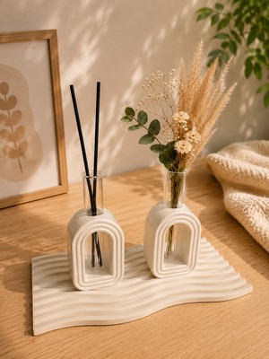 Masalsı Concept Modern Kemerli Dekoratif Mini Vazo Seti | 3'lü Set Çiçeklik & Oda Dekoru (Çiçekler ve Çubuk Yok)
