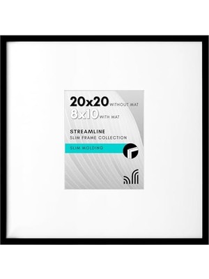 Siyah 20X20 Resim Çerçevesi - Mat ile 8X10 Resim Çerçevesi Veya 20X20 Çerçeve Olarak Kullanın - Pleksiglas Kapaklı Ince Kenarlıklı Fotoğraf Çerçevesi - Duvar Ekranı Için Kare Resim