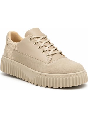 Beskar Selective Bej Cilt Erkek Ayakkabı - Kolay Temizlenen Smart Casual Premium Sneaker Kb X516