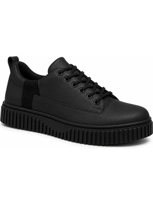 Beskar Kömür Cilt Erkek Ayakkabı - Kolay Temizlenen Premium Rahat Smart Casual Günlük Sneaker Kb X516