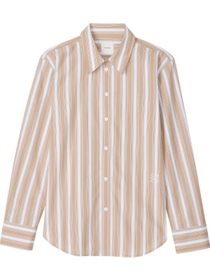 Calvin Klein Kadın / Kız Gömlek Calvin Klein Yarndye Cotton Poplı, Hms, Xs Bej Kadın Gömlek