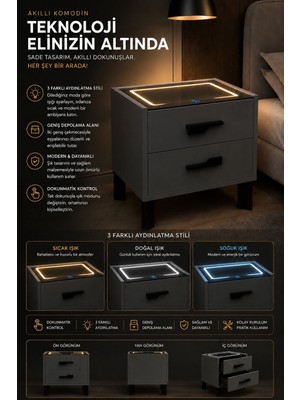 Diamond Antrasit Ledli Komodin