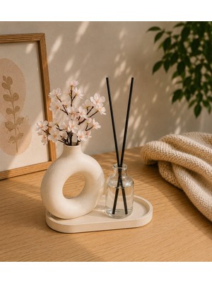 Masalsı Concept 3'lü Set Tepsi Dahil Vazo, Oda Kokusu Bambu Çubuklu Salon Dekoru Dekoratif Set