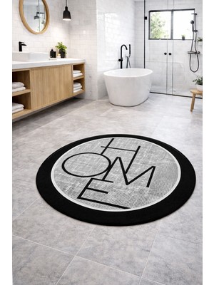 Empressco Yıkanabilir Yuvarlak Banyo Paspası, Jüt Görünümü, 80X80 cm