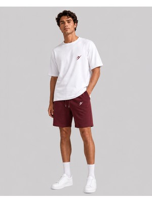 Backlain Mod Style Logo Erkek Oversize 2'li Takım Şort %100 Pamuk Rahat Kalıp
