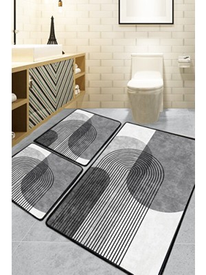 Empressco Yumuşak ve Şık 3'lü Gri Banyo Paspası Seti, Konfor ve Şıklık Sağlar