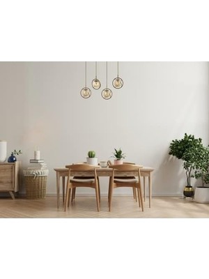 AV-60291-4EY Eskitme Kaplama Modern Avize E14 Metal Cam 80X22CM