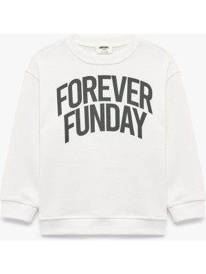 Koton Baskılı Uzun Kollu Bisiklet Yaka Oversize Sweatshirt