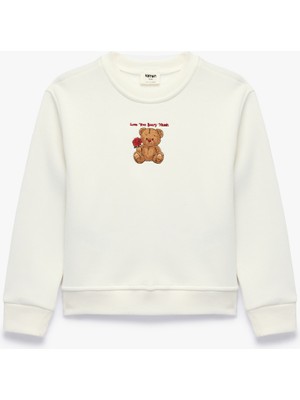 Koton Ayıcık Baskılı Uzun Kollu Bisiklet Yaka Sweatshirt
