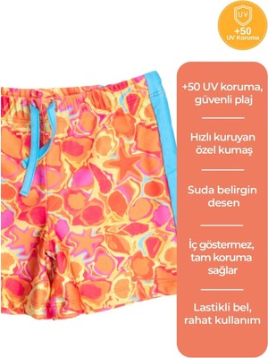 OZMOZ Turuncu Desenli Örme Kumaş Erkek Çocuk Şort Mayo